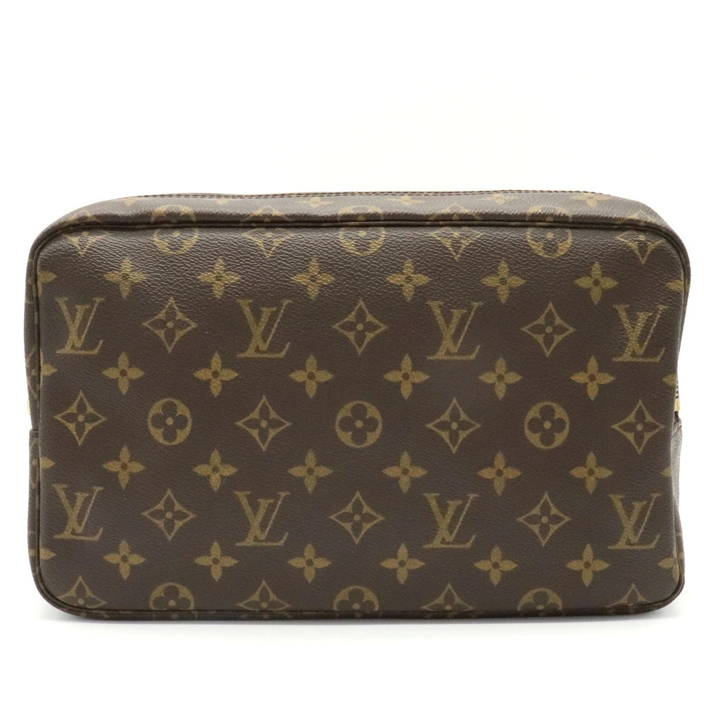 Louis Vuitton Monogram Trousse Toilette Pouch Clutch Bag Canvas Brown Tan